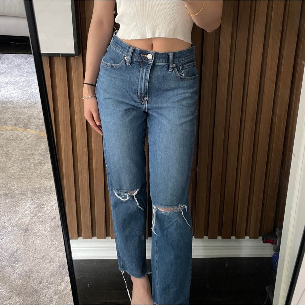 Raw Hem Blue Women's Jeans